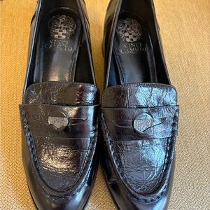 Vince Camuto Black Leather Loafers for Women